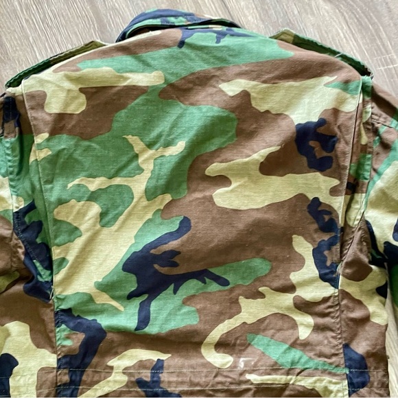 Vintage 1985 MFG Military Army Woodland Camouflage Heavyweight Jacket Field Coat - Picture 14 of 16